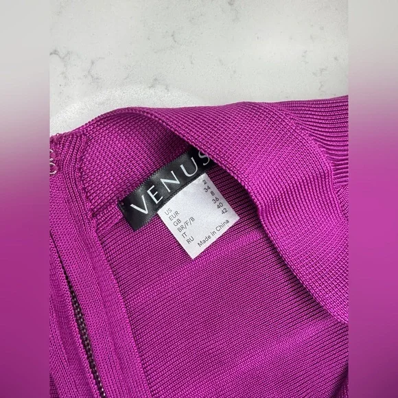 VENUS Vibrant Pink Fringe Mini Dress - Picture 4 of 9